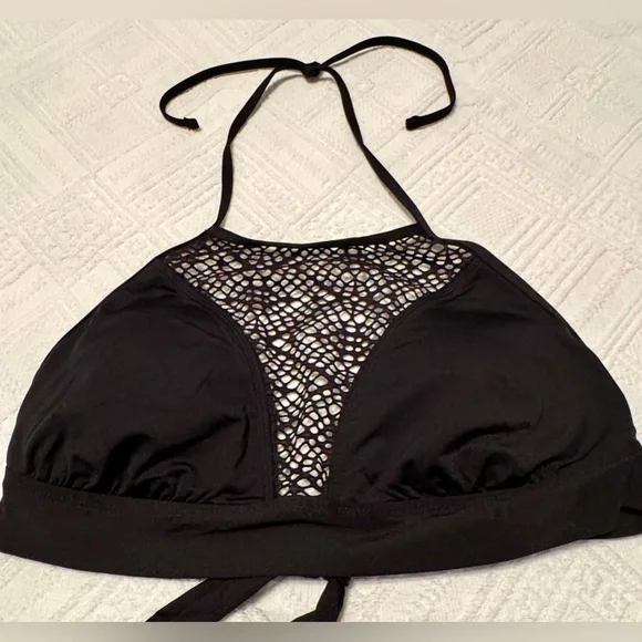 Mossimo bikini swim top - Large - black - lace netted area in front - Picture 3 of 10